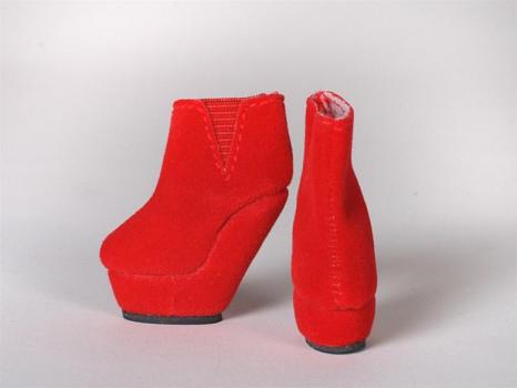 Horsman - Rini - Red Velvet Platform Wedge Booties - Footwear